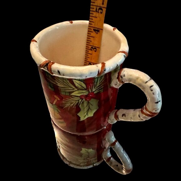 Vintage Susan Winget Holiday Lodge Mugs 4.5 “ Tall 16 Oz Capacity Set Of Two - Picture 2 of 13